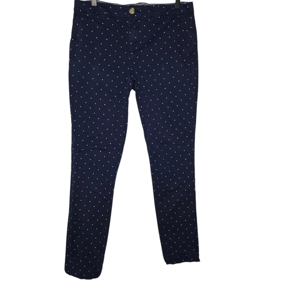 Tommy Hilfiger Womens Navy Blue Polka Dot Montauk Straight Chino Pants Size 8 - Picture 1 of 9